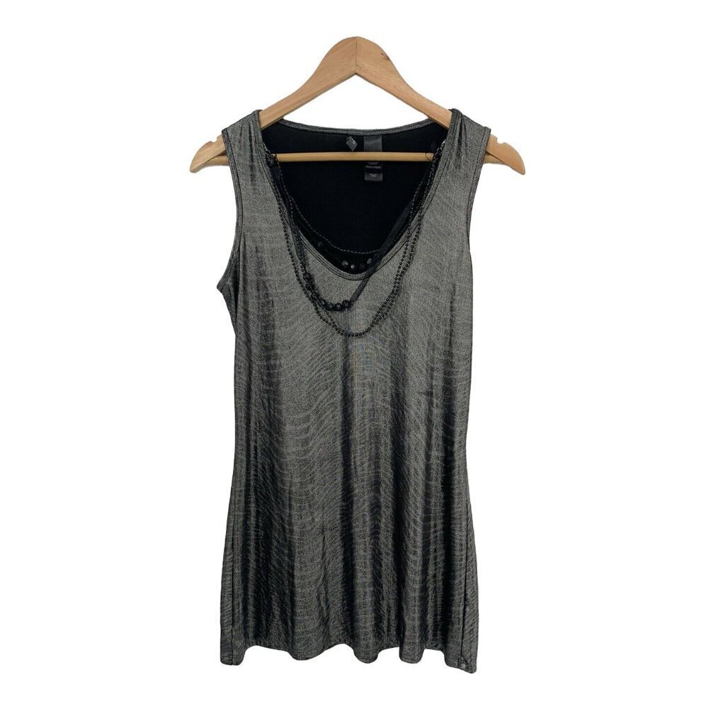 Bisou Bisou Zebra Striped Tank Top Bead Necklace S